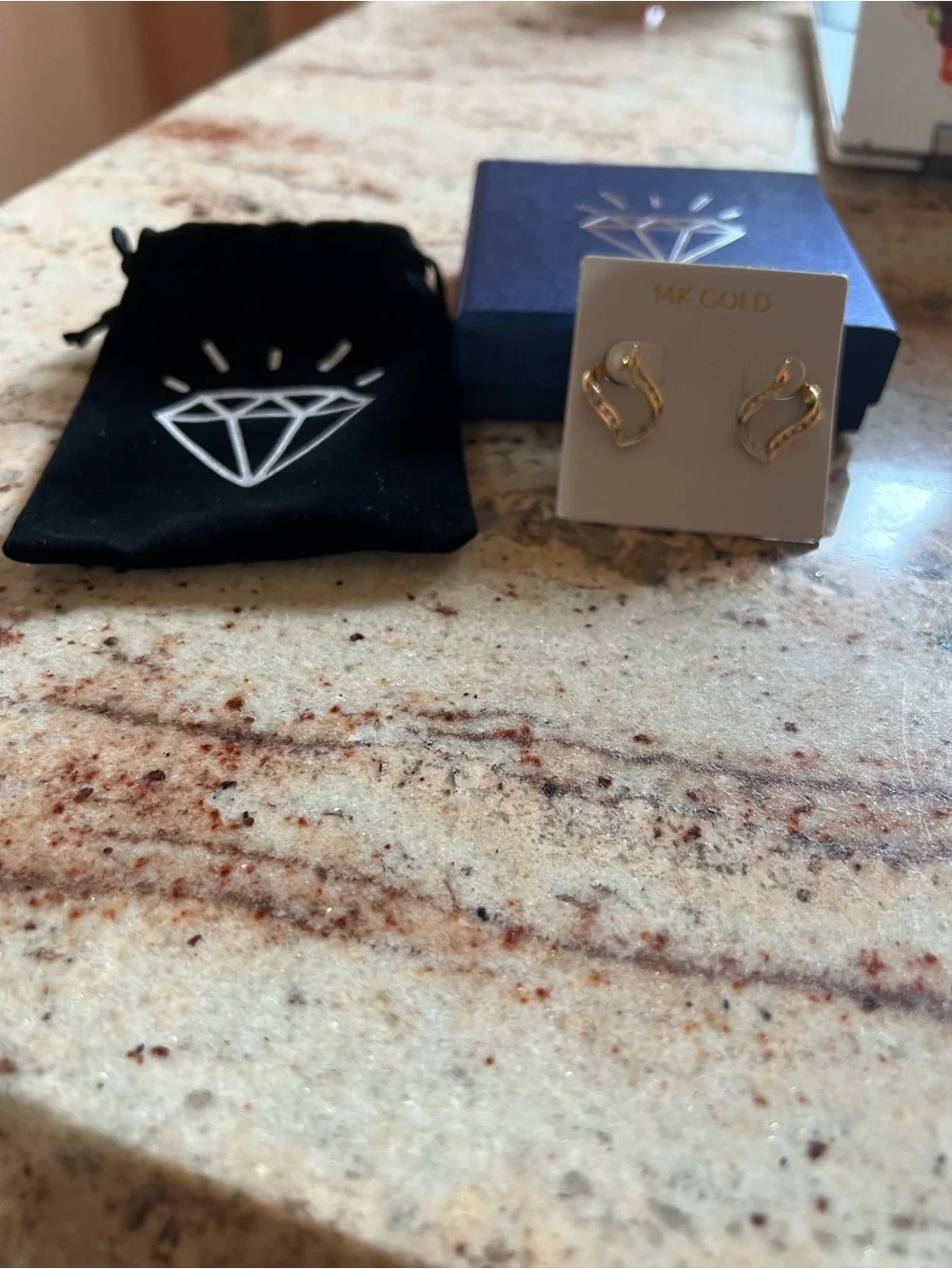 14 K Gold  Diamond clip -on Earrings condition very Good .